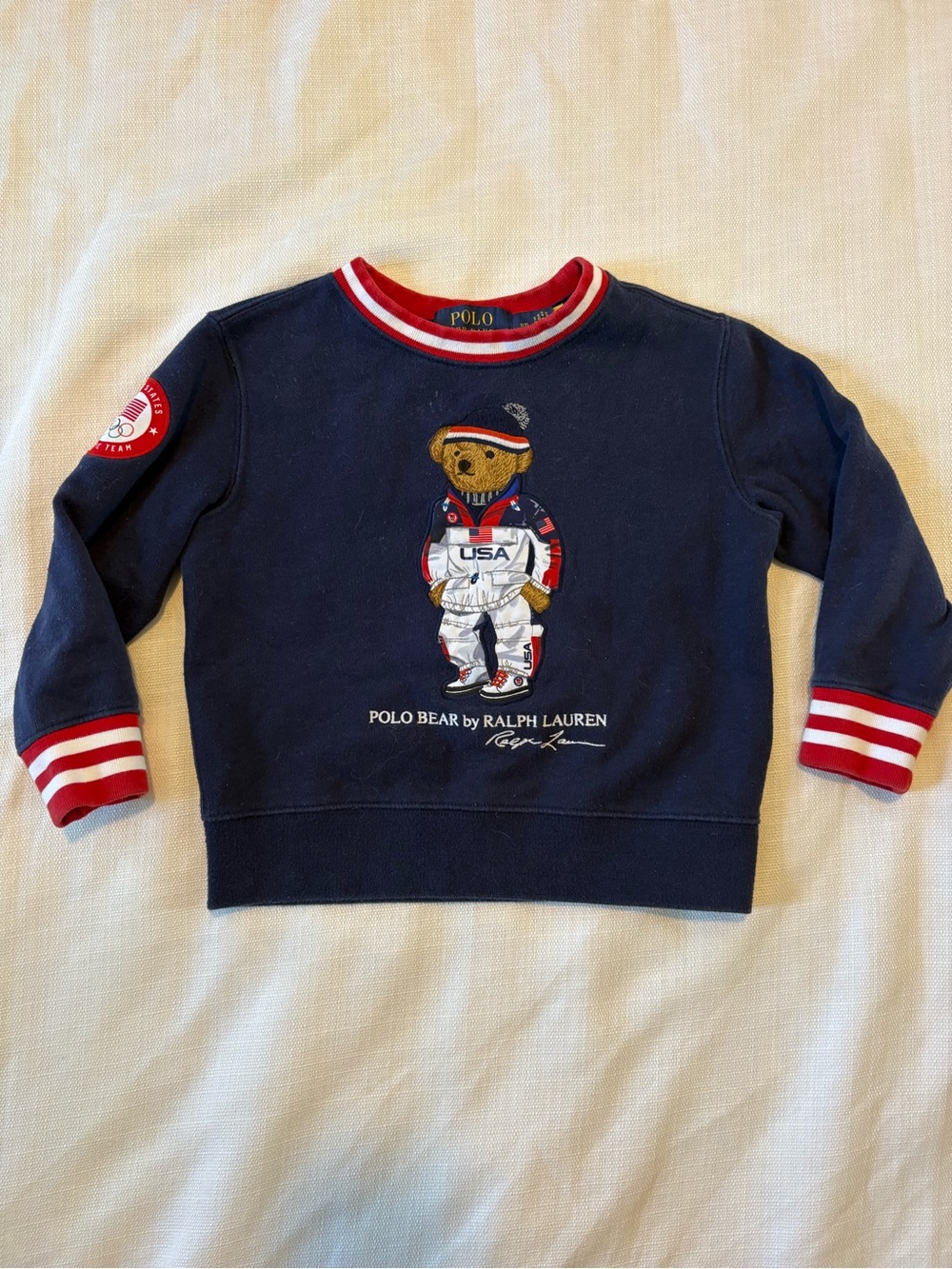 Ralph Lauren Polo Bear Navy Kids Sweatshirt - USA Graphic Olympic 3T